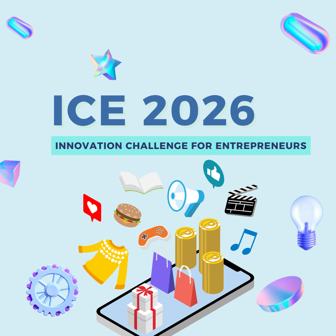Innovation Challenge for Entrepreneurs abstract banner with icons of stars and bulbs.